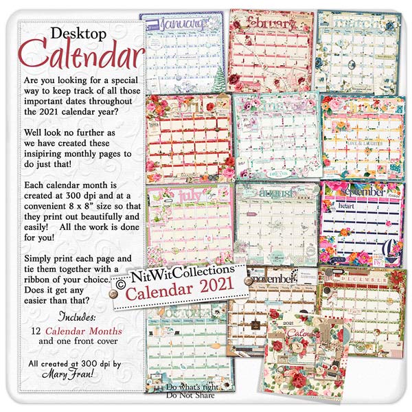 Calendar 2021 Printable Calendars Nitwit Collections 5 99